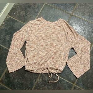 Aerie Marled Knit Sweater in Pink and Cream Drawstring Waist Size S